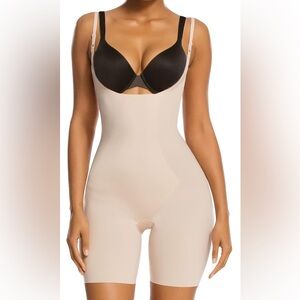 SHAPERX Shapewear for Women Tummy Control  Shaper Open Bust Mid-Thigh Bodysuit
